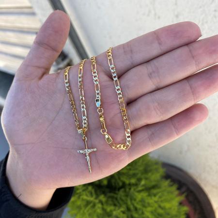 Corrente Masculino Banhado Ouro 18k Cordão Ping Jesus Cristo - Andreia Branco Acessórios Imagem de Corrente Masculino Banhado Ouro 18k Cordão Ping Jesus Cristo