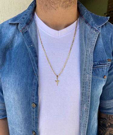 Corrente Masculino Banhado Ouro 18k Cordão Ping Jesus Cristo - Andreia Branco Acessórios Imagem de Corrente Masculino Banhado Ouro 18k Cordão Ping Jesus Cristo