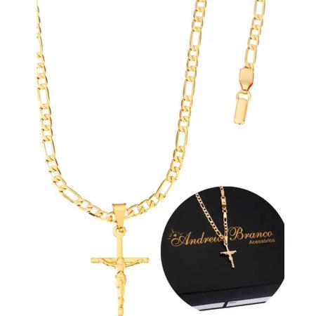 Corrente Masculino Banhado Ouro 18k Cordão Ping Jesus Cristo - Andreia Branco Acessórios Imagem de Corrente Masculino Banhado Ouro 18k Cordão Ping Jesus Cristo
