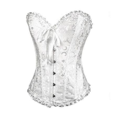 Imagem de Corset Corpete Corselet Espatilho Floral Branco M13