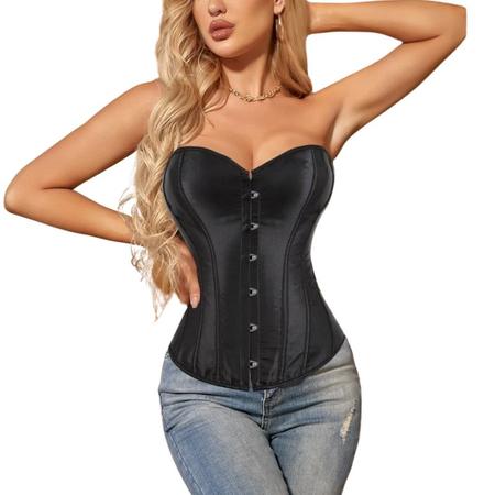 Corset Corselet Espartilho Modelador Acetinado Linha Casual Tam 36 a 56  Preto M121 - Fantasy Shopping Brasil - Corpete - Magazine Luiza