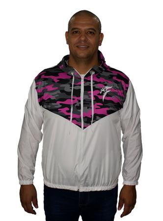 Corta Vento Camuflado Branco Fucsia Estiloso Fullness Jaqueta