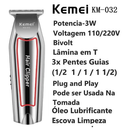 Imagem de Cortador de Cabelo Profissional Kemei 2600 Cortador de Barba Hair Clipper Kemei KM 032