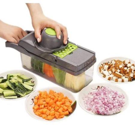Imagem de Cortador de legumes multifuncional com cesta, trituradores, fatiador, frutas, batata, cebola, helicóptero, cenoura, rala