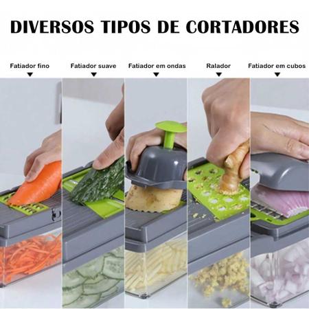 Imagem de Cortador Fatiador Ralador Picador de Saladas Verduras Frutas Legumes Vegetais Multifuncional