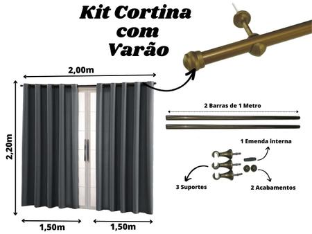 Cortina 2 Metros para Janela Oxford com Voil Xadrez Royale - Corten -  Rosdry Enxovais - Cortinas - Magazine Luiza