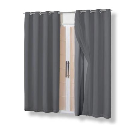 Cortina Black out PVC com Voil Liso Colorido 2,80x2,00 corta a luz -Filomena Imagem de Cortina Black out PVC com Voil Liso Colorido 2,80x2,00 corta a luz -Filomena