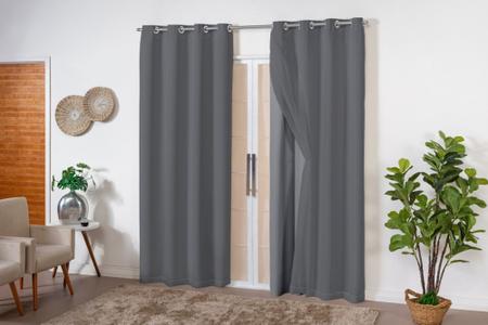 Cortina Black out PVC com Voil Liso Colorido 2,80x2,00 corta a luz -Filomena Imagem de Cortina Black out PVC com Voil Liso Colorido 2,80x2,00 corta a luz -Filomena