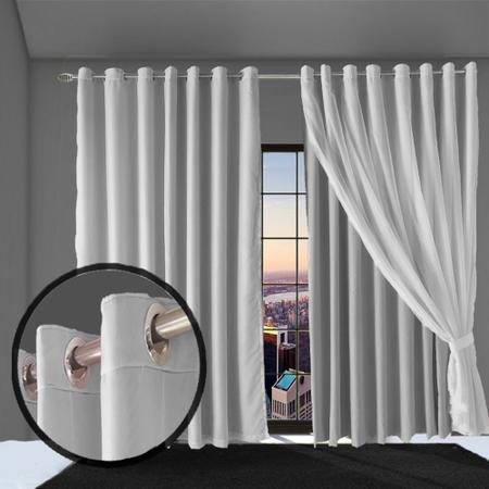 cortina blackout Bruna corta luz 5,00 x 2,90 ilhios preto - Bravin Cortinas Imagem de cortina blackout Bruna corta luz 5,00 x 2,90 ilhios preto