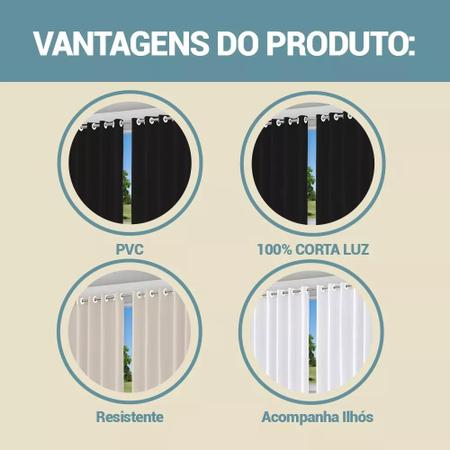 Cortina Blackout com Ilhós Preta Medidas 280x280cm - Vida Pratika Imagem de Cortina Blackout com Ilhós Preta Medidas 280x280cm