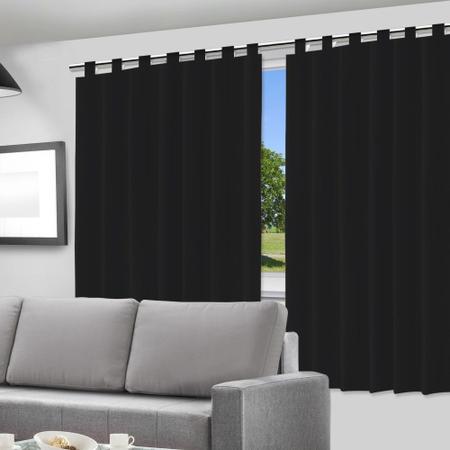 Imagem de Cortina Blackout Preto PVC 280x220cm c/ Alça Corta Luz