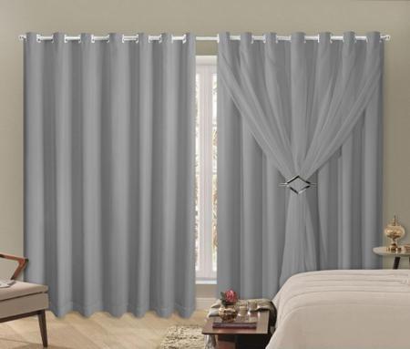 Imagem de Cortina Blackout Pvc 4,00x2,30 Com Ilhos Cromado Sala E Quarto