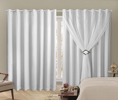 Imagem de Cortina Blackout PVC 6,00x2,80 Com Tecido Voil Sala e Quarto fivela Cromada