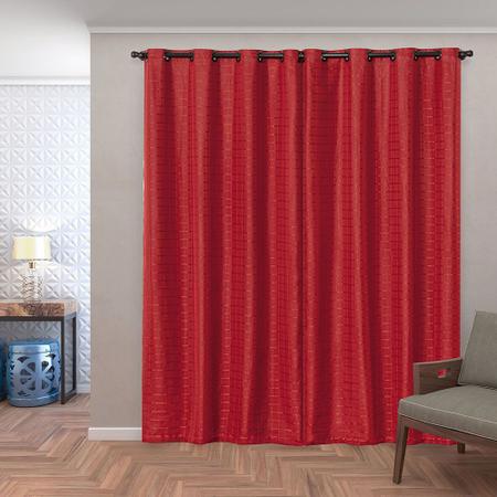 Imagem de Cortina Blackout PVC c Tecido Voil Xadrez 2,8 x 2,3 Vermelho