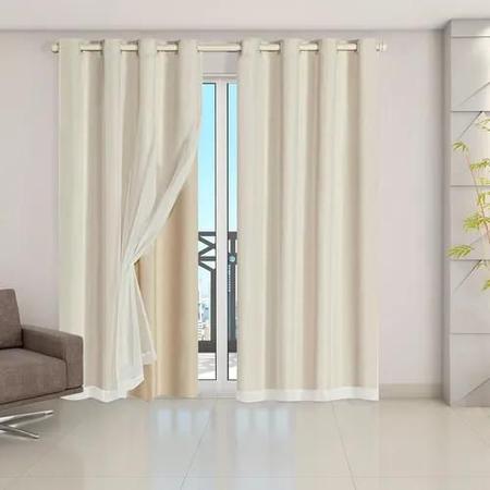 Imagem de Cortina Blackout PVC com Tecido Voil 2,80 m x 1,80 m Bege