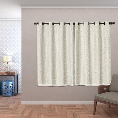 Imagem de Cortina Blackout PVC com Tecido Voil Xadrez 2,00 x 1,40 Bege