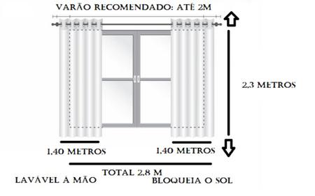 Cortina Blackout PVC com Tecido Voil Xadrez 2,80 m x 2,30 m