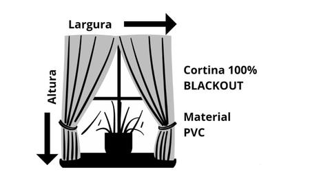 Imagem de Cortina Blackout PVC (plástico) com VOIL e Argola para Sala ou Quarto 100% Blecaute 2,80M x 1,60M