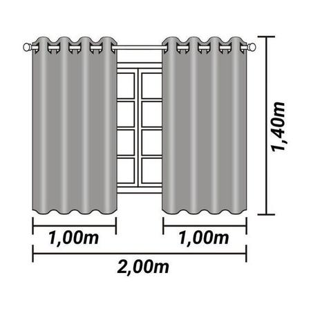 Cortina Blackout Blecaute Com Voil Xadrez 2,80x1,40m Cinza