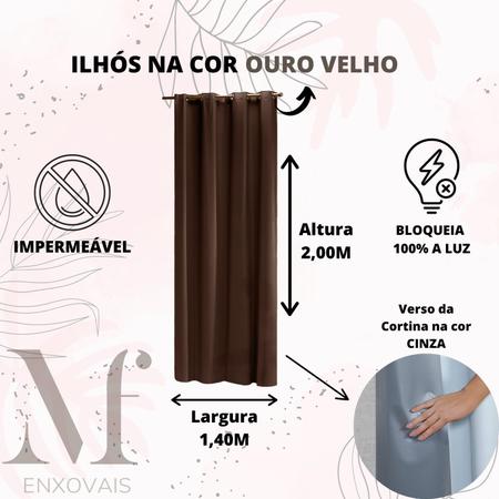 Imagem de Cortina Blecaute Impermeável Grande 1,40m x 2,00M Bloqueia 100% a Luz PVC