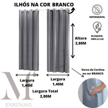 Imagem de Cortina Corta 100% a Luz 2,80M x 2,80M Blackout Blecaute PVC Impermeável