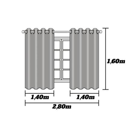 Cortina Blackout Blecaute Com Voil Xadrez 2,80x1,40m Cinza