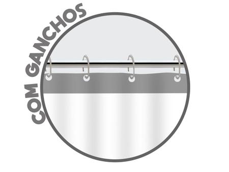 Cortina de box cinza com visor - Vida Pratika Imagem de Cortina de box cinza com visor