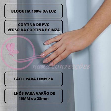 Cortina de Cozinha Blackout Sala Quarto PVC 2,80m x 1,30m Corta 100% a Luz - NARA CONFECÇÕES Imagem de Cortina de Cozinha Blackout Sala Quarto PVC 2,80m x 1,30m Corta 100% a Luz