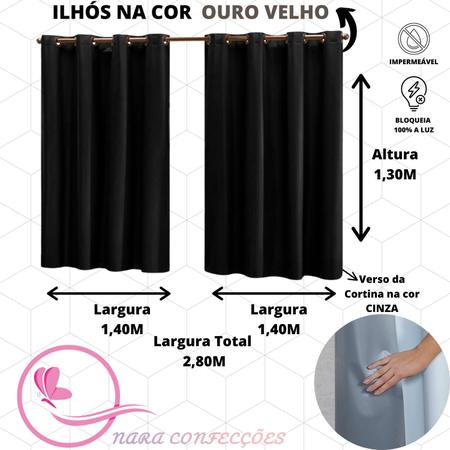 Cortina de Cozinha Blackout Sala Quarto PVC 2,80m x 1,30m Corta 100% a Luz - NARA CONFECÇÕES Imagem de Cortina de Cozinha Blackout Sala Quarto PVC 2,80m x 1,30m Corta 100% a Luz