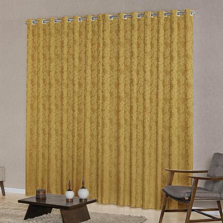 Imagem de Cortina De Quarto 3,00M X 2,50M Decorativa Jacquard Dourado