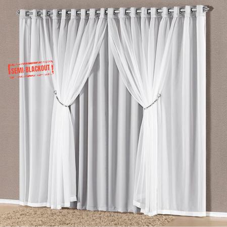Cortina Eudora Semi-Blackout Cinza 2,60m x 1,70m altura - Varão de até 2m - SuperNova Imagem de Cortina Eudora Semi-Blackout Cinza 2,60m x 1,70m altura - Varão de até 2m