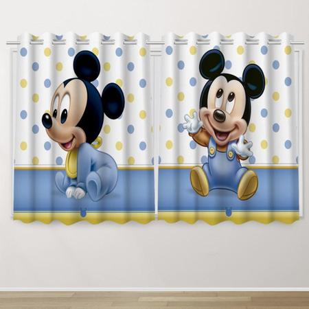 Imagem de Cortina Infantil 2,60x1,50  Mickey Baby  Decoração Quarto Criança- IMPAKTO VISUAL