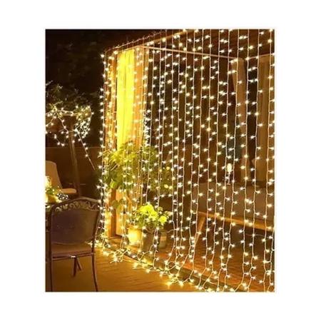 Imagem de Cortina Natal Branco Quente 500 Lâmpadas LED Pisca-Pisca Sala Decoração Enfeite Natalino Festa Luz
