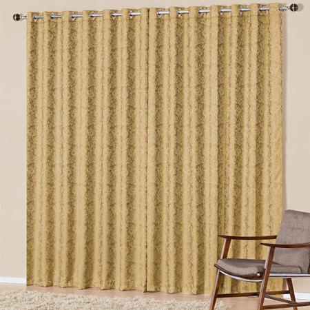 Imagem de Cortina Nobre Jacquard Dourado 2,00m x 1,70m p/ Varão Simples