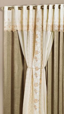 Imagem de Cortina Nuance 3,00m x 2,50m Prata Tecido Seda com Voal Trabalhado Floral Luxo