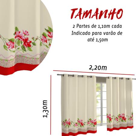 Imagem de Cortina Para Cozinha Estampada Tamanho 2,20x1,30 Oferta Mimo