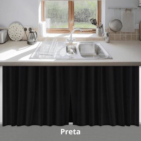 Imagem de Cortina Para Pia Cozinha Balcão Blackout Lisa 1,40 x80c m PVC Impermeável