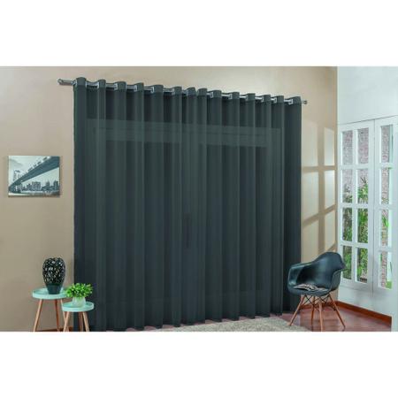 Imagem de cortina para quarto em tecido voal liso preto 4,00x2,80