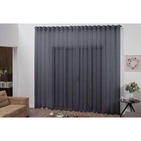 Imagem de cortina para quarto em tecido voal liso preto 4,00x2,80