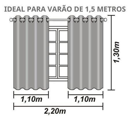 Imagem de Cortina Para Sala Moderna Blackout Blecaute Black Out Corta 100% A Luz 2,20 X 1,30 Metros Para Varao