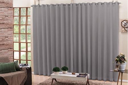 Cortina Para Sala Quarto Voal Liso Cinza 3,00X2,80 - B.F Confecçoes Imagem de Cortina Para Sala Quarto Voal Liso Cinza 3,00X2,80