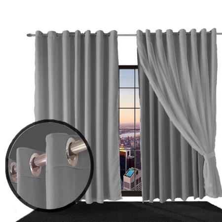cortina pé direito blackout Bruna 5,50 x 3,50 tecido bege - Bravin Cortinas Imagem de cortina pé direito blackout Bruna 5,50 x 3,50 tecido bege