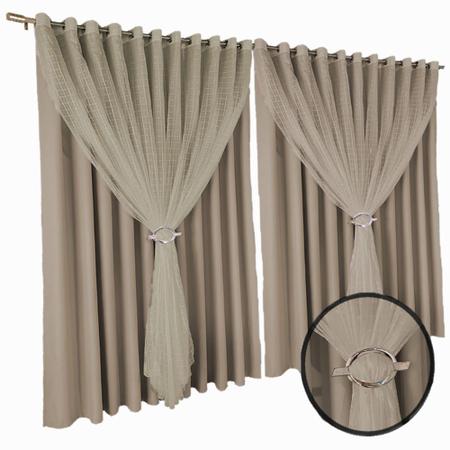 cortina pé direito Fiori 5,00 x 4,00 tecido com voal branco - Bravin Cortinas Imagem de cortina pé direito Fiori 5,00 x 4,00 tecido com voal branco