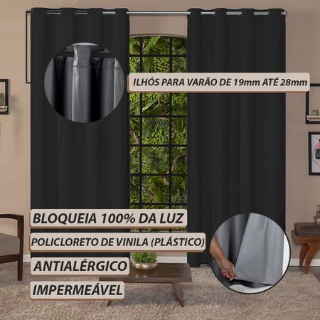 Imagem de Cortina Preta Blackout PVC 2,80 x 2,20 Janela Grande Porta De Vidro