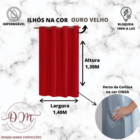 Cortina PVC Bloqueia 100% a Luz 1,40m x 1,30m Blackout Corta Luz - DONNA MARIA Imagem de Cortina PVC Bloqueia 100% a Luz 1,40m x 1,30m Blackout Corta Luz