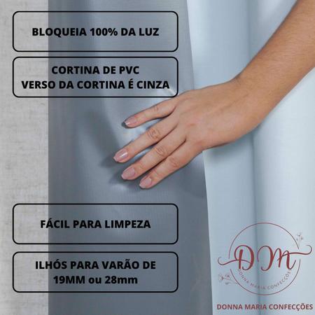 Cortina PVC Bloqueia 100% a Luz 1,40m x 1,30m Blackout Corta Luz - DONNA MARIA Imagem de Cortina PVC Bloqueia 100% a Luz 1,40m x 1,30m Blackout Corta Luz