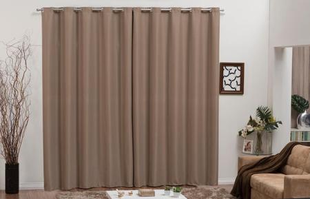 Imagem de cortina quarto percianas bleckout tecido grosso ilhós cromado corta luz 3m luxo