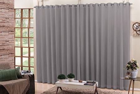 Imagem de cortina quarto sala voal liso com forro cinza 3,00x2,20