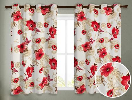 Cortina Rústica 2,80M X 2,50M Floral Hibisco Quarto Ou Sala - Ibitinga Decora Imagem de Cortina Rústica 2,80M X 2,50M Floral Hibisco Quarto Ou Sala