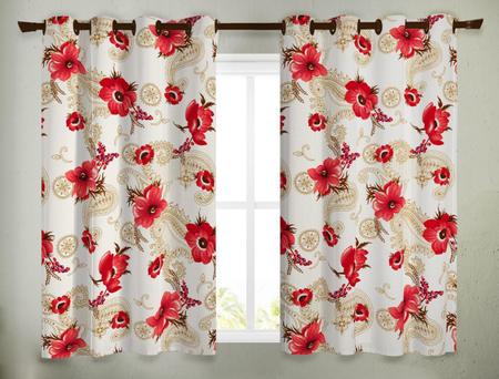 Cortina Rústica 2,80M X 2,50M Floral Hibisco Quarto Ou Sala - Ibitinga Decora Imagem de Cortina Rústica 2,80M X 2,50M Floral Hibisco Quarto Ou Sala